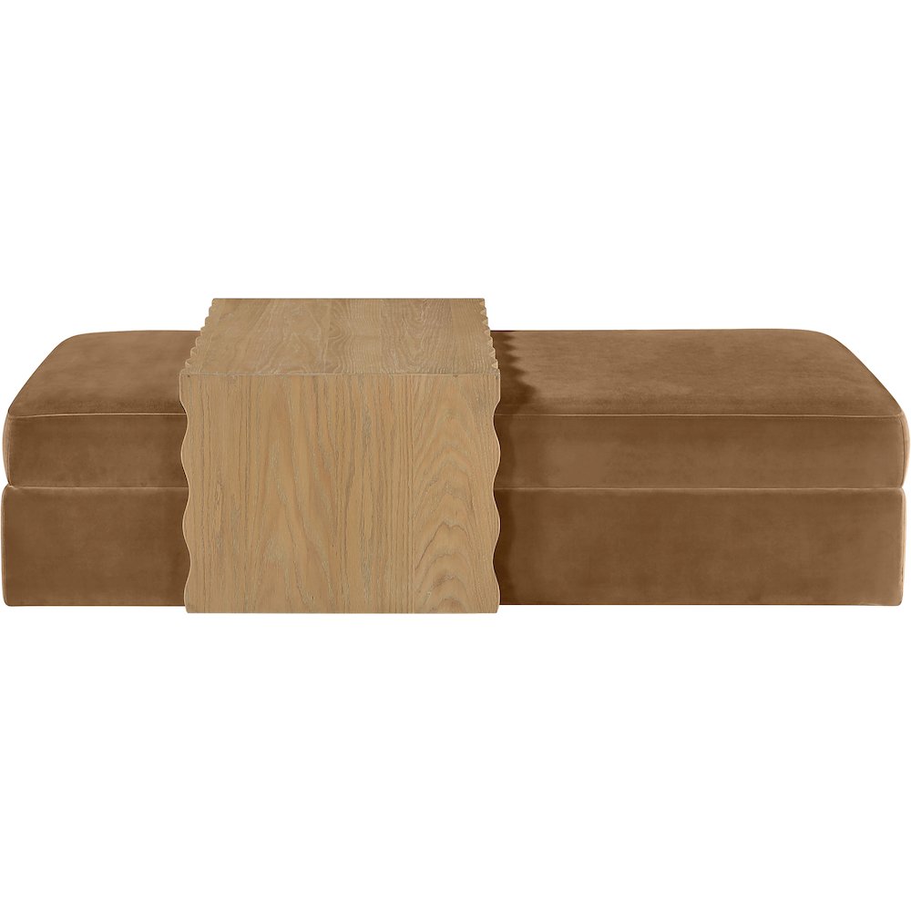 Woodra Saddle Velvet Upholstered Coffee Table/Ottoman