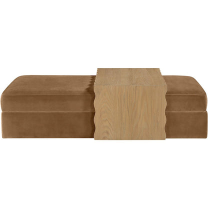 Woodra Saddle Velvet Upholstered Coffee Table/Ottoman