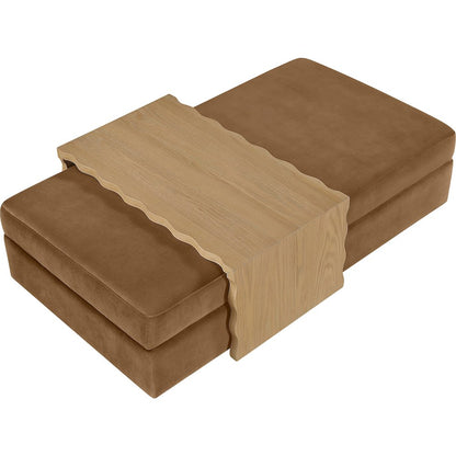 Woodra Saddle Velvet Upholstered Coffee Table/Ottoman