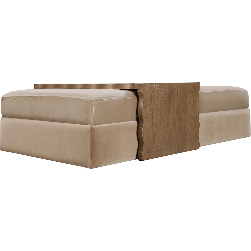 Woodra Beige Velvet Upholstered Coffee Table/Ottoman