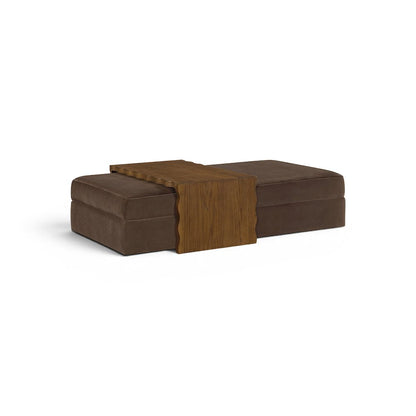 Woodra Brown Velvet Upholstered Coffee Table/Ottoman