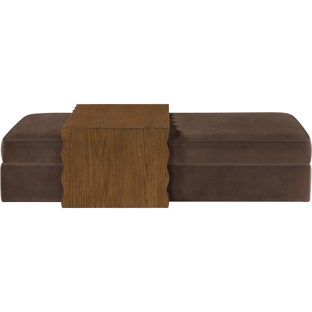 Woodra Brown Velvet Upholstered Coffee Table/Ottoman