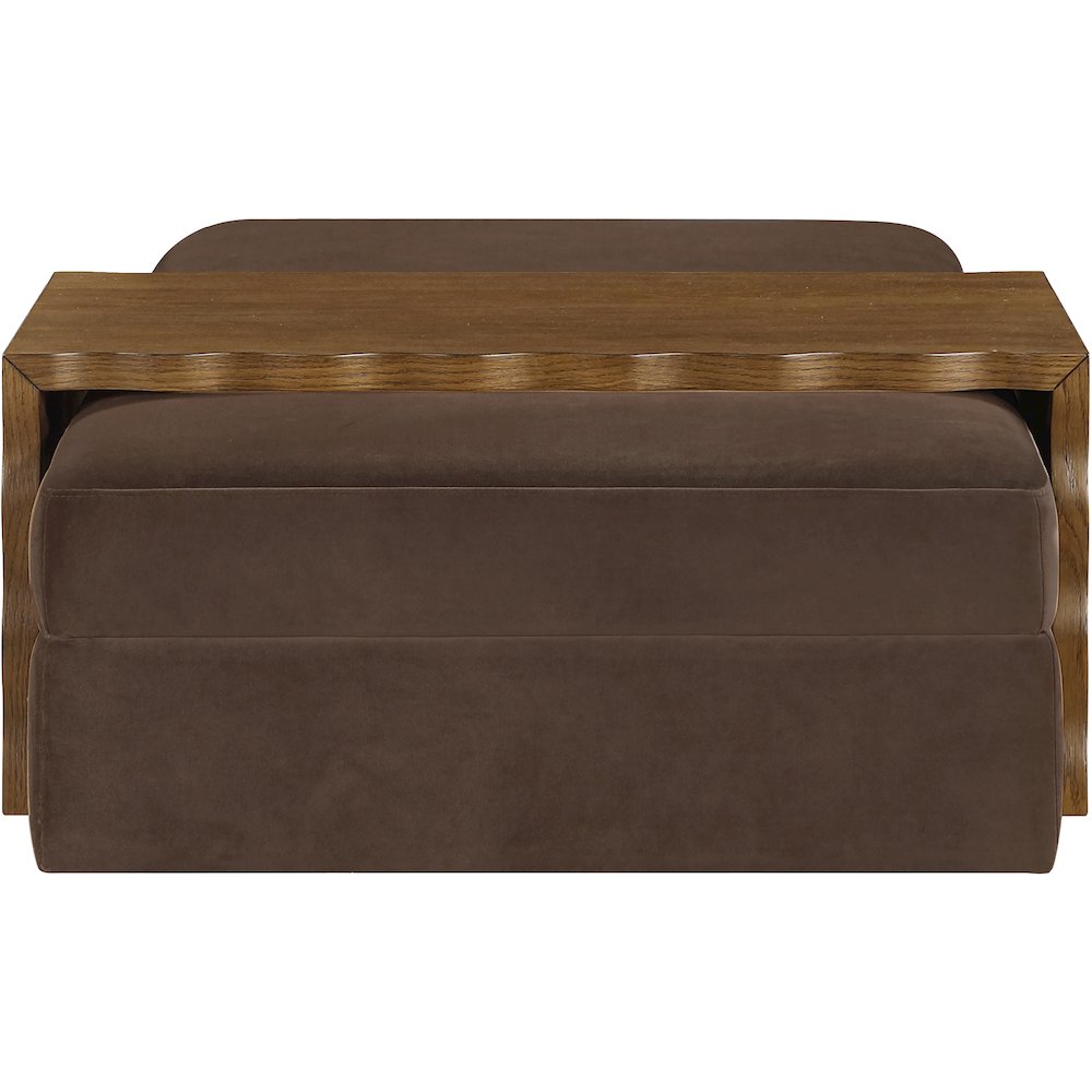 Woodra Brown Velvet Upholstered Coffee Table/Ottoman