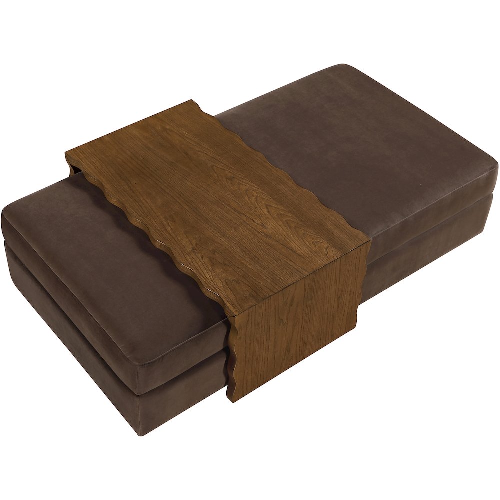 Woodra Brown Velvet Upholstered Coffee Table/Ottoman