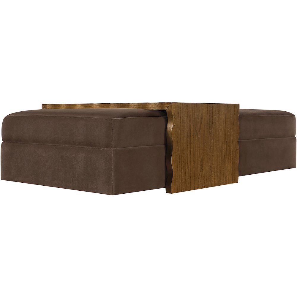 Woodra Brown Velvet Upholstered Coffee Table/Ottoman