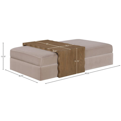 Woodra Taupe Velvet Upholstered Coffee Table/Ottoman