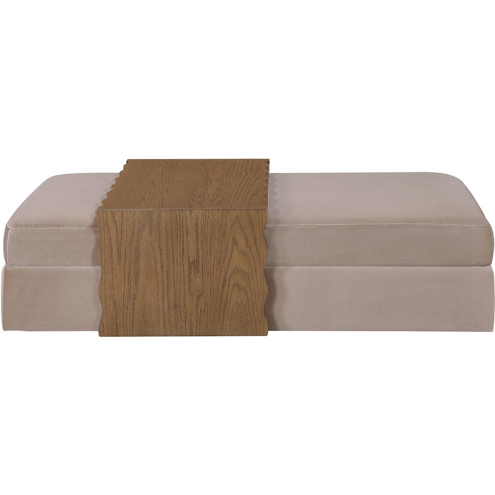 Woodra Taupe Velvet Upholstered Coffee Table/Ottoman