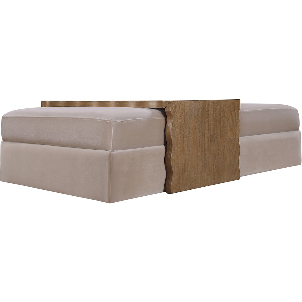 Woodra Taupe Velvet Upholstered Coffee Table/Ottoman