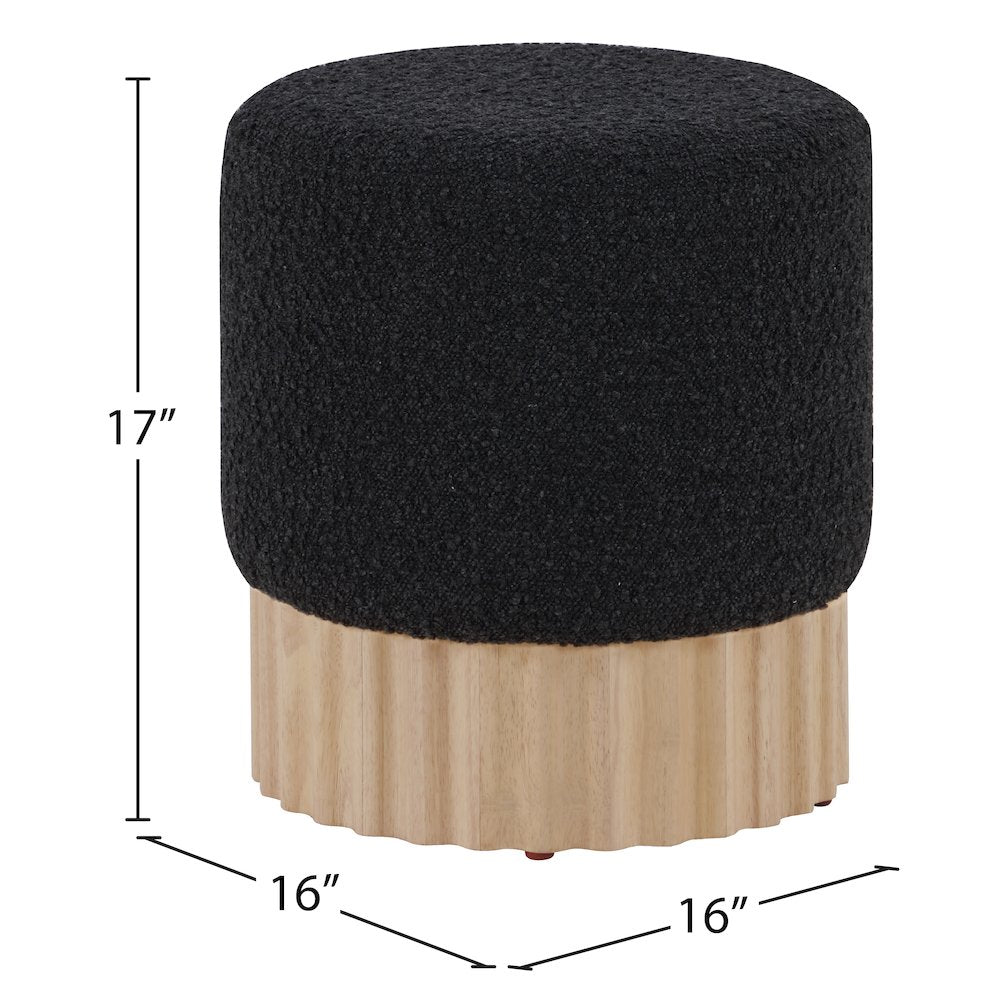 Veranda Black Boucle Fabric Ottoman/Stool