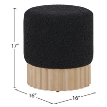 Veranda Black Boucle Fabric Ottoman/Stool