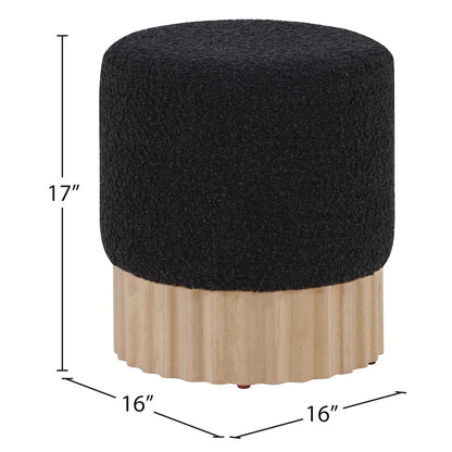 Veranda Black Boucle Fabric Ottoman/Stool