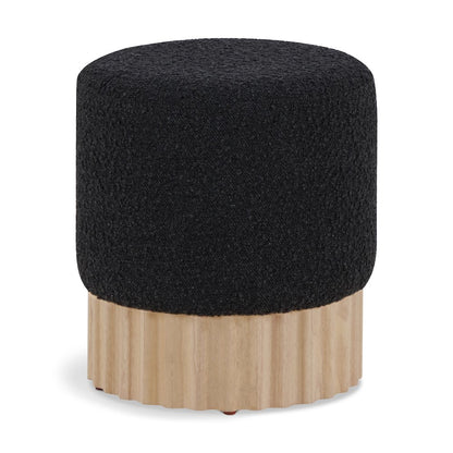 Veranda Black Boucle Fabric Ottoman/Stool