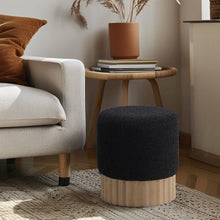 Veranda Black Boucle Fabric Ottoman/Stool