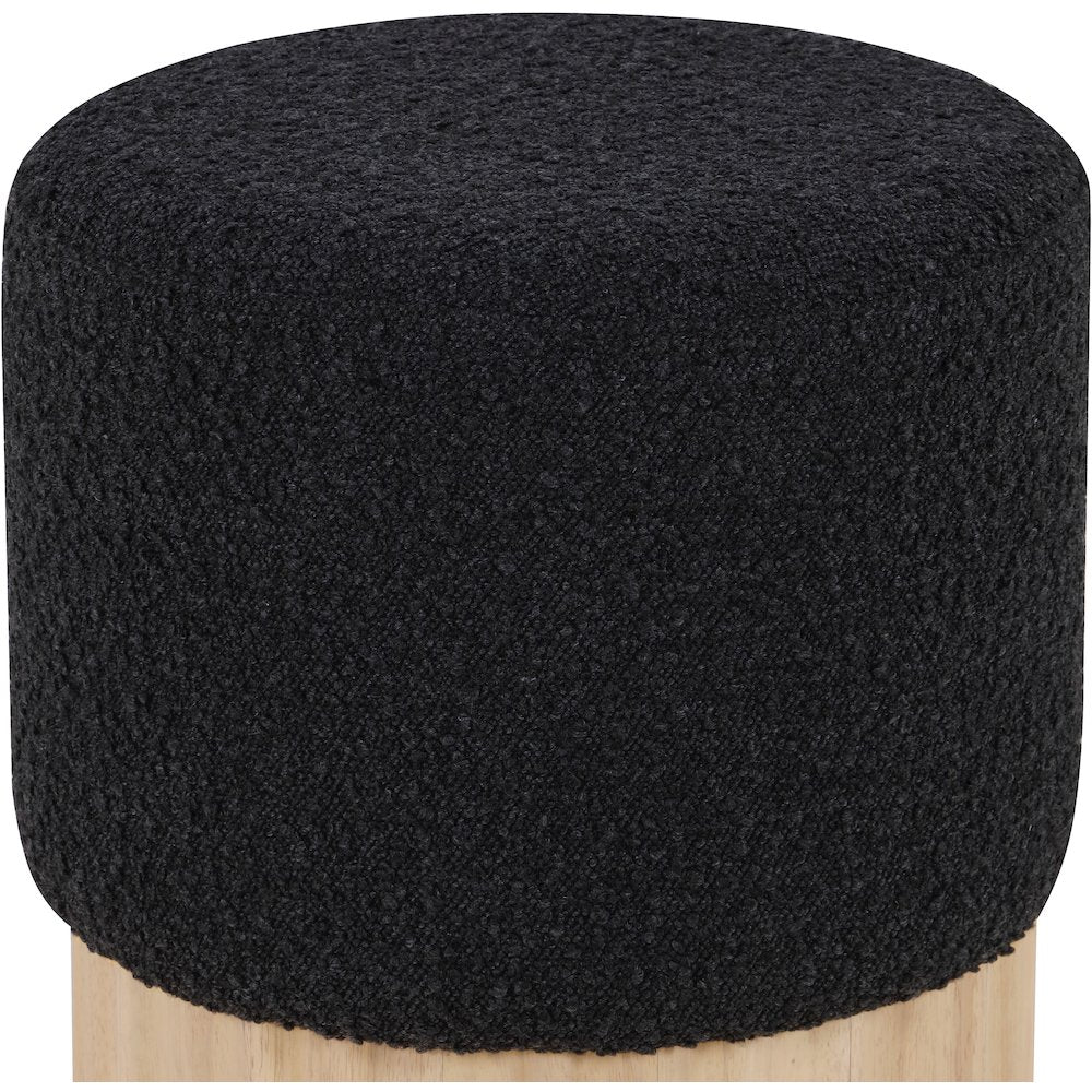 Veranda Black Boucle Fabric Ottoman/Stool