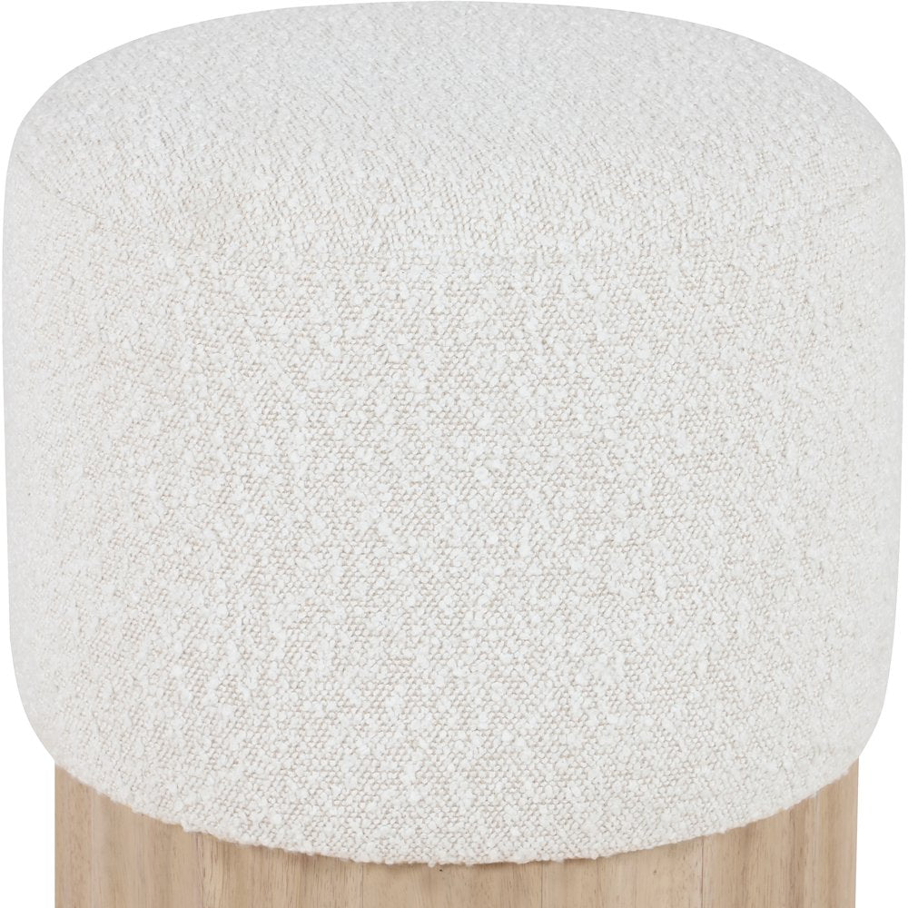 Veranda Cream Boucle Fabric Ottoman/Stool
