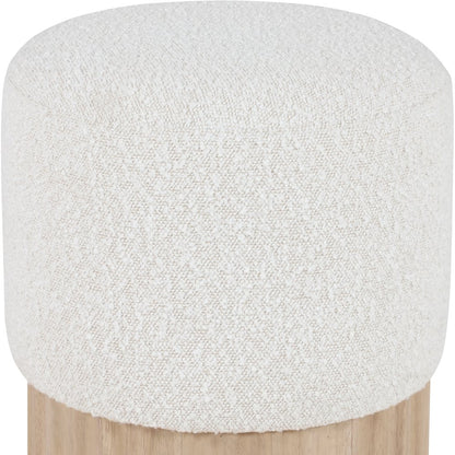 Veranda Cream Boucle Fabric Ottoman/Stool
