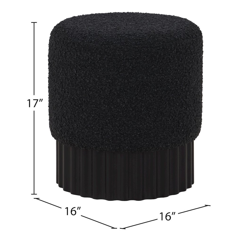 Veranda Black Boucle Fabric Ottoman/Stool
