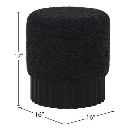 Veranda Black Boucle Fabric Ottoman/Stool