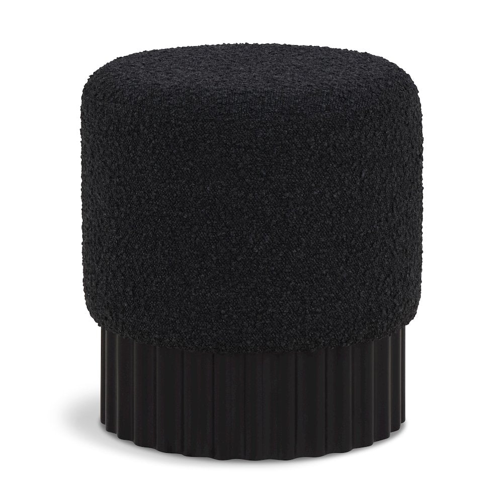 Veranda Black Boucle Fabric Ottoman/Stool
