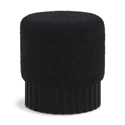 Veranda Black Boucle Fabric Ottoman/Stool