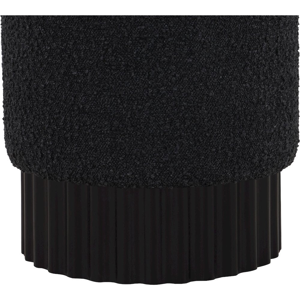 Veranda Black Boucle Fabric Ottoman/Stool