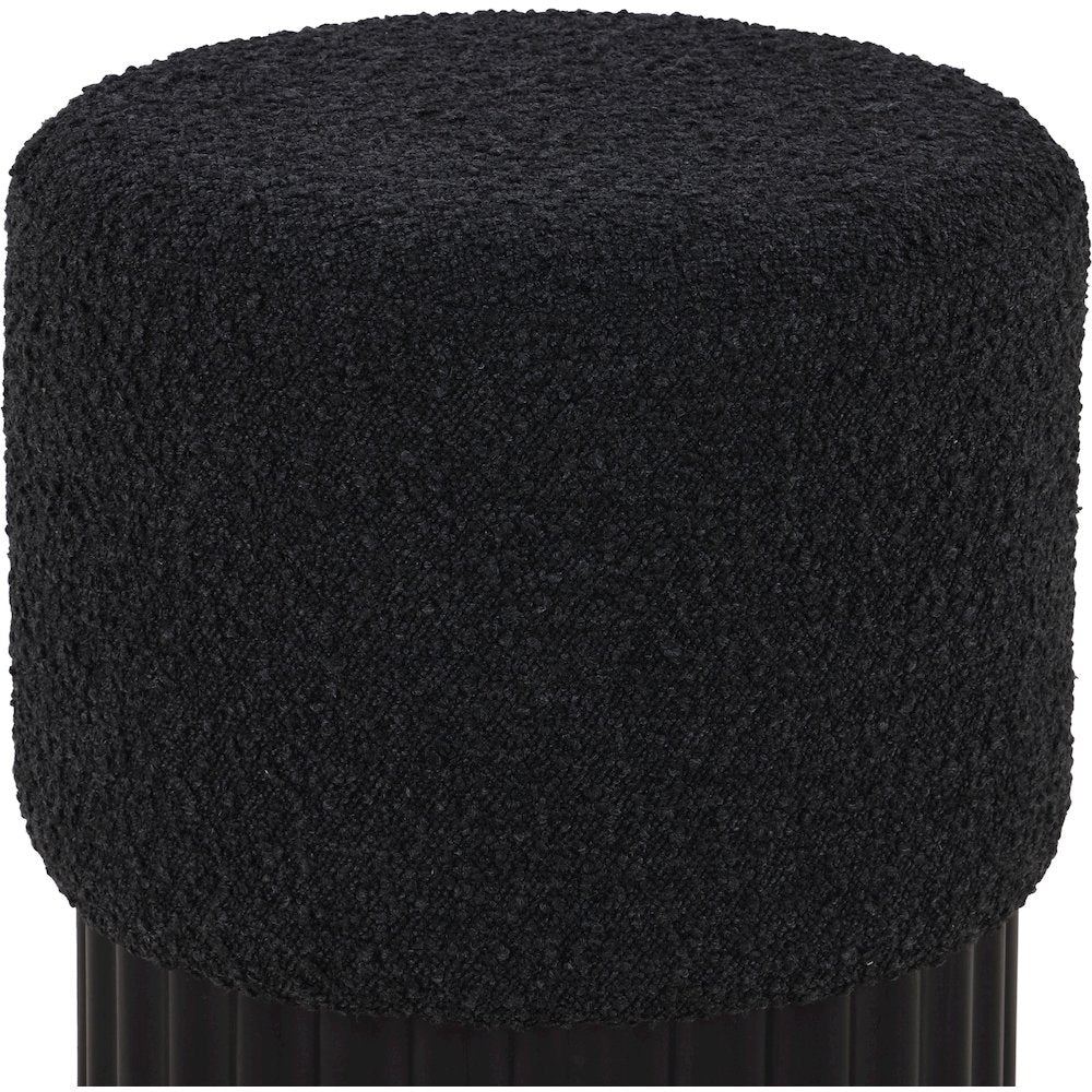Veranda Black Boucle Fabric Ottoman/Stool