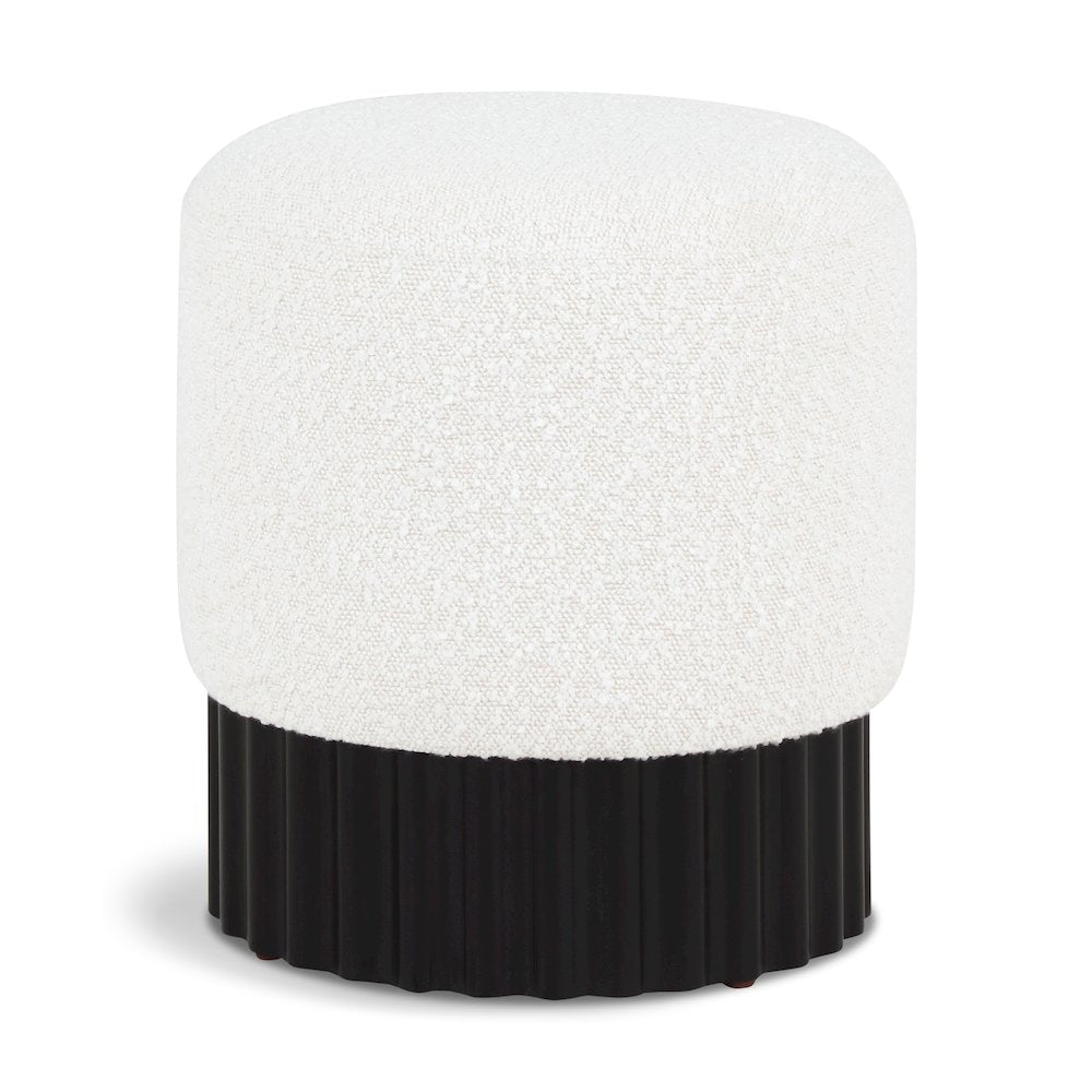 Veranda Cream Boucle Fabric Ottoman/Stool