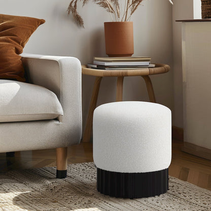 Veranda Cream Boucle Fabric Ottoman/Stool