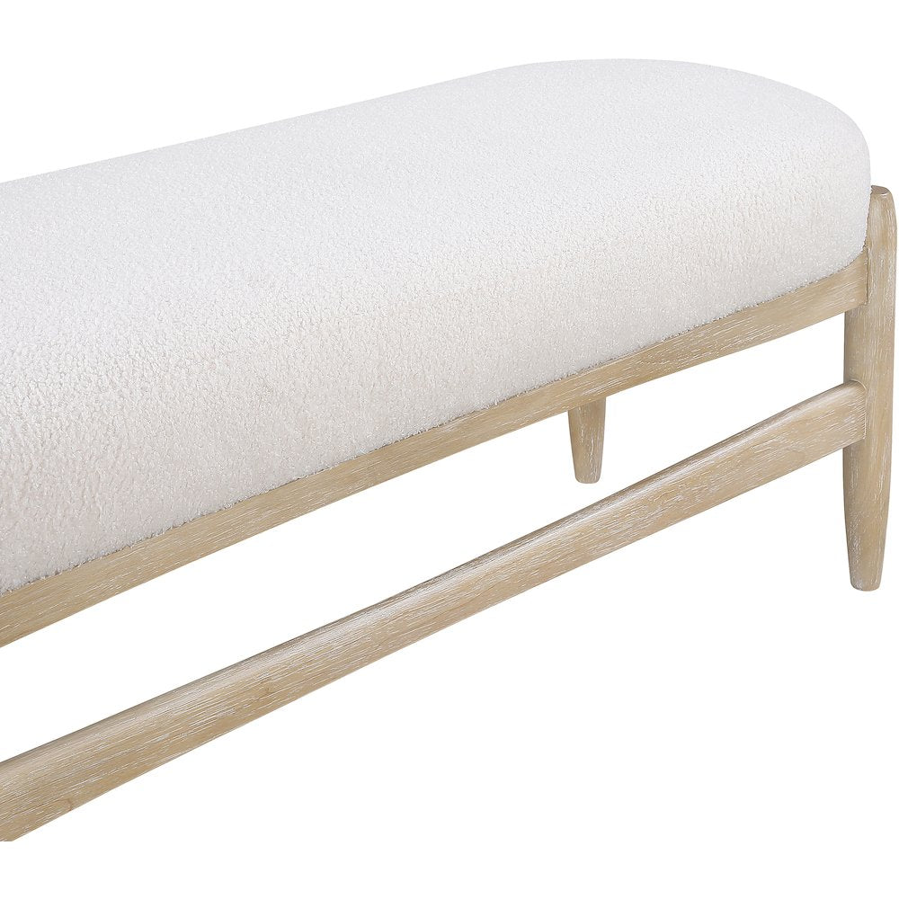 Briar Cream Faux Sheepskin Upholstered Bench
