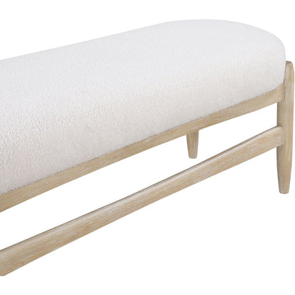 Briar Cream Faux Sheepskin Upholstered Bench