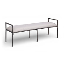 Axis Beige Linen Textured Fabric Upholstered Bench