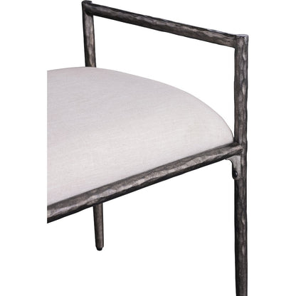 Axis Beige Linen Textured Fabric Upholstered Bench