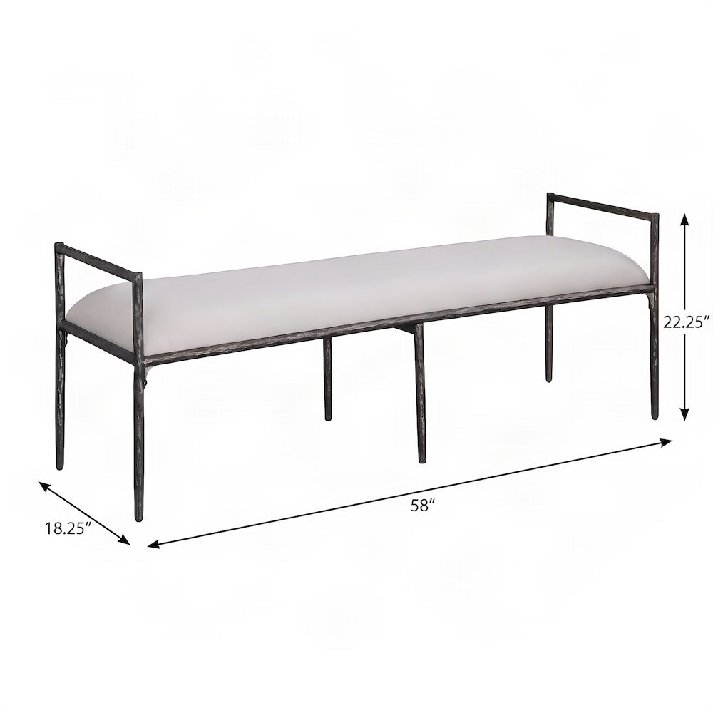 Starlight Canyon Home Upholstered Bench with Square Arms and Foam, Beige