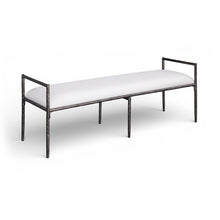 Axis Cream Linen Textured Fabric Upholstered Bench