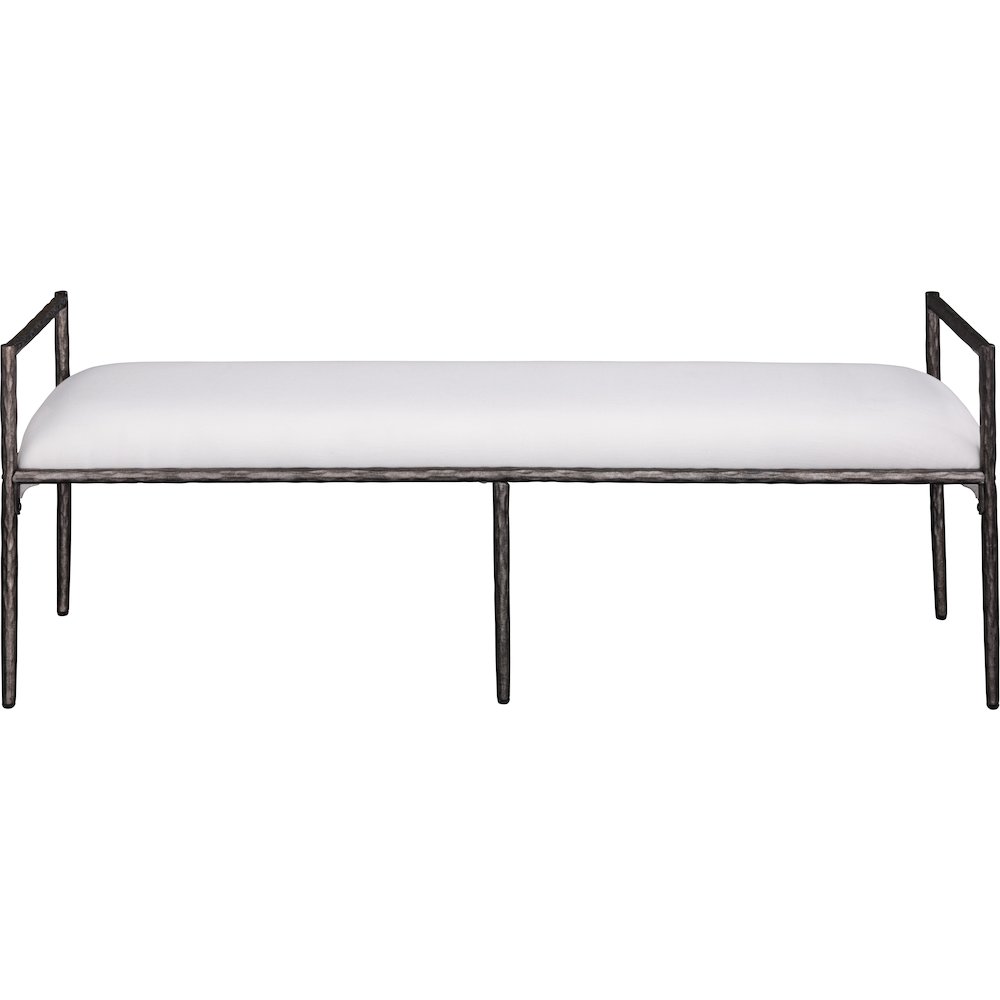 Axis Cream Linen Textured Fabric Upholstered Bench