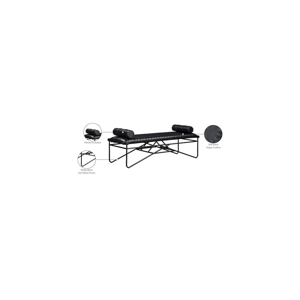 Gatsby Black Vegan Leather Bench