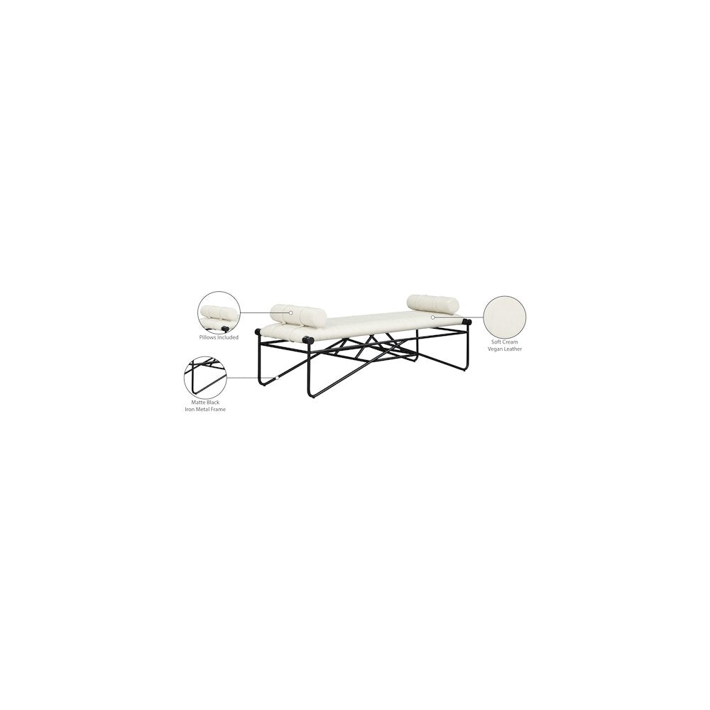 Gatsby Cream Vegan Leather Bench