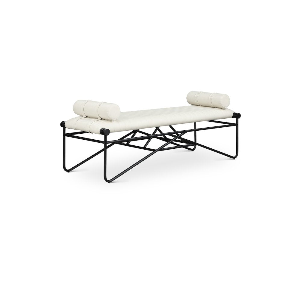 Gatsby Cream Vegan Leather Bench