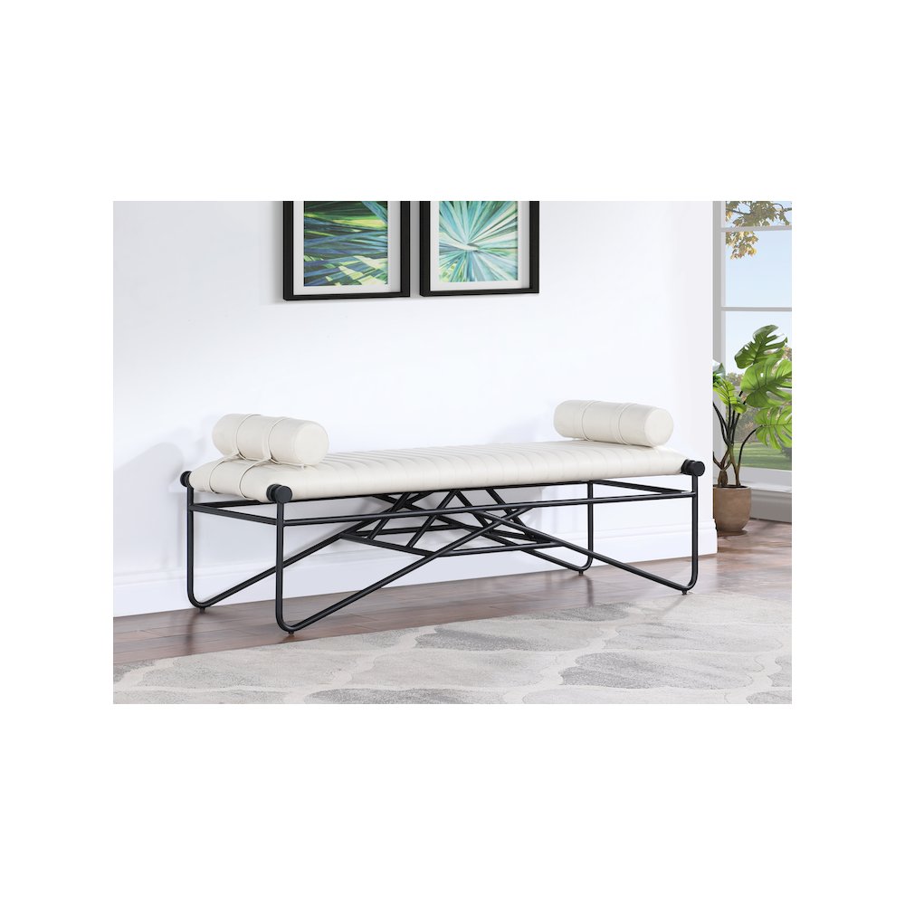 Gatsby Cream Vegan Leather Bench