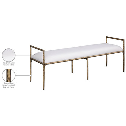 Axis Cream Linen Textured Fabric Upholstered Bench