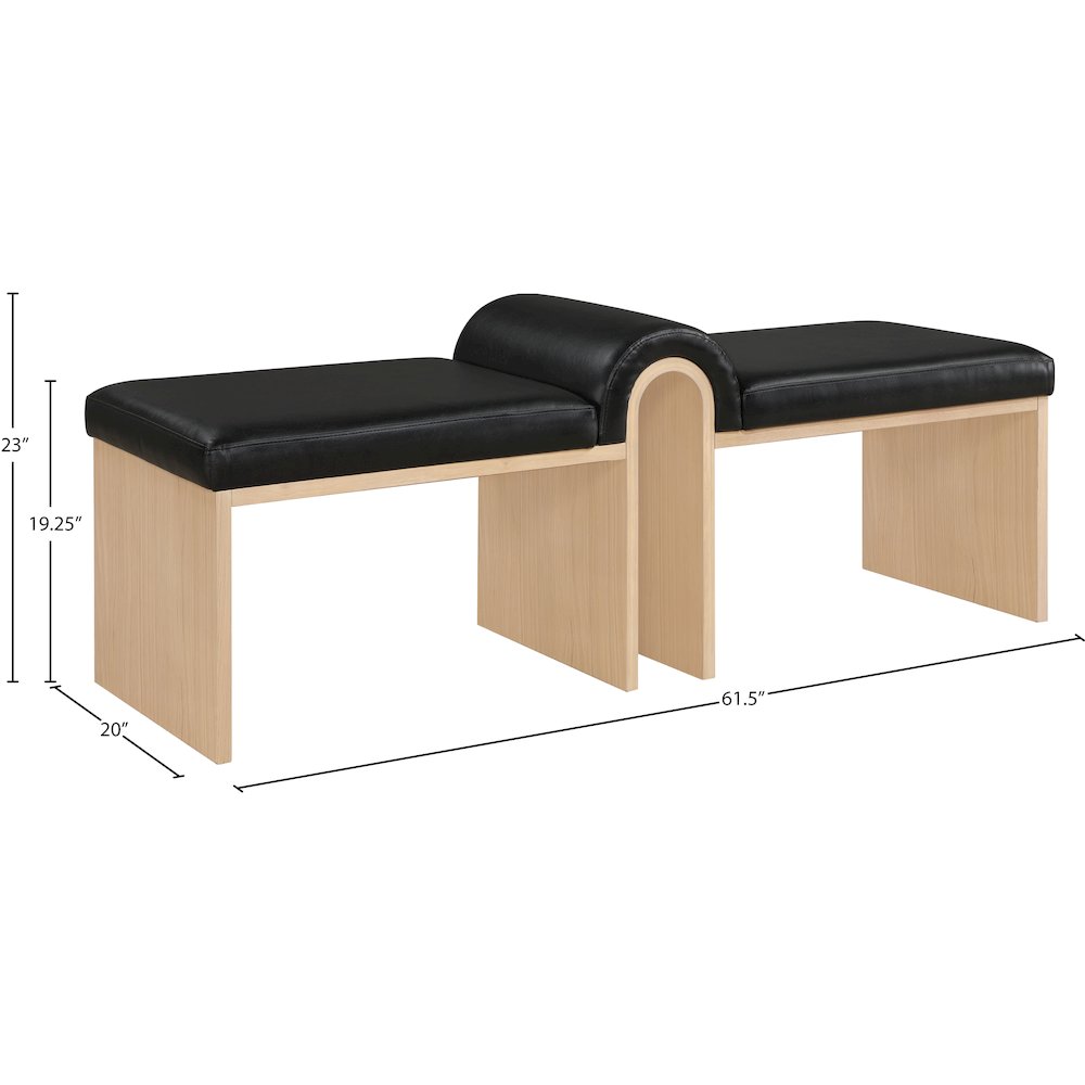 Delphine Black Vegan Leather Upholstered Bench