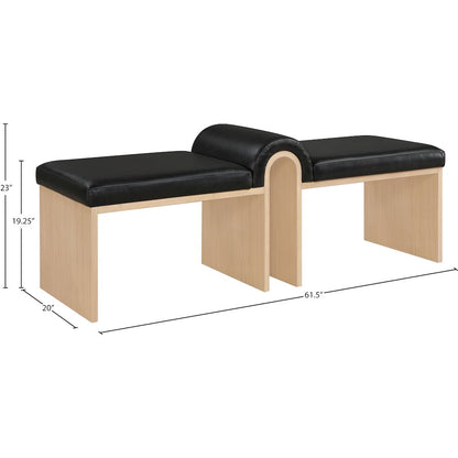 Delphine Black Vegan Leather Upholstered Bench