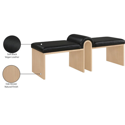 Delphine Black Vegan Leather Upholstered Bench