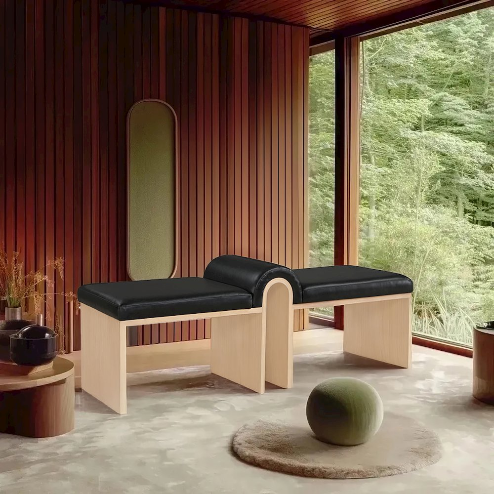 Delphine Black Vegan Leather Upholstered Bench