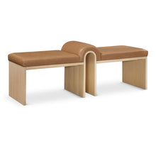 Delphine Cognac Vegan Leather Upholstered Bench