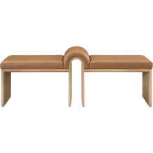 Delphine Cognac Vegan Leather Upholstered Bench