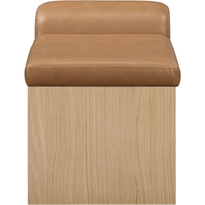Delphine Cognac Vegan Leather Upholstered Bench