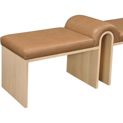 Delphine Cognac Vegan Leather Upholstered Bench
