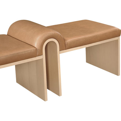 Delphine Cognac Vegan Leather Upholstered Bench