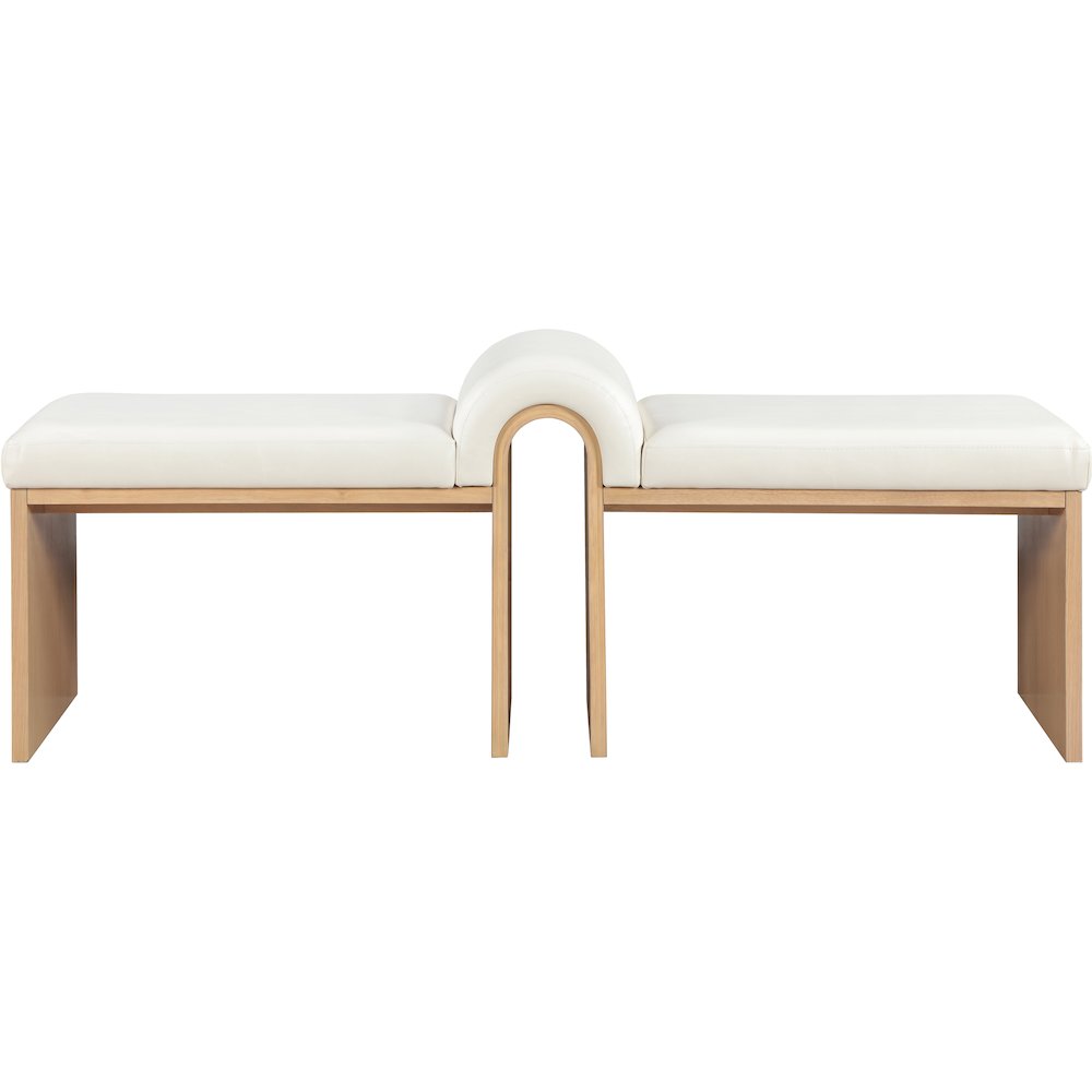 Delphine Cream Vegan Leather Upholstered Bench